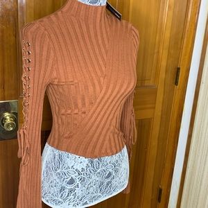 Bell sleeve mock neck top